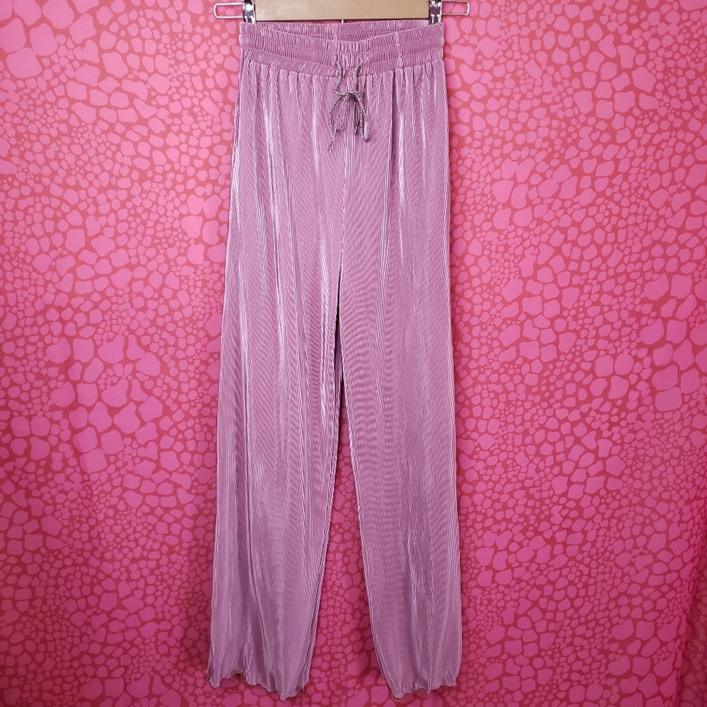 Pink Velvet Wide-Leg Pants Badee